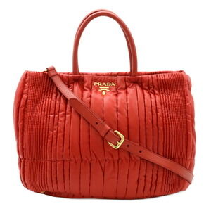 Prada Tessuto Impuntu Shoulder Bag leather Rosso red